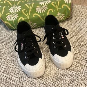 Superga 2630 Classic Black Low-top Platform Unisex Sneakers W Sz 7.5  Mens Sz 6
